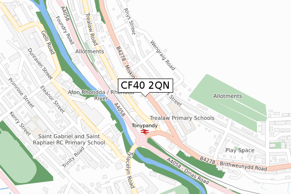 CF40 2QN map - large scale - OS Open Zoomstack (Ordnance Survey)