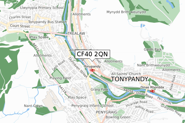 CF40 2QN map - small scale - OS Open Zoomstack (Ordnance Survey)