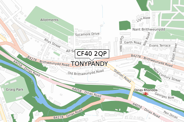 CF40 2QP map - large scale - OS Open Zoomstack (Ordnance Survey)