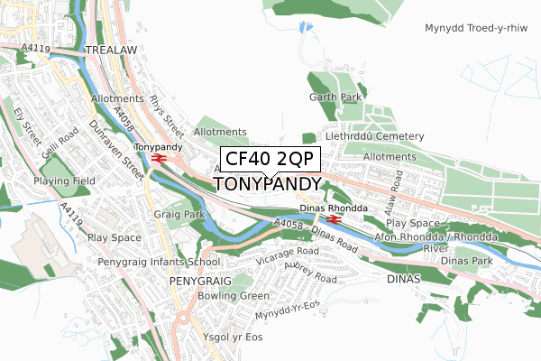 CF40 2QP map - small scale - OS Open Zoomstack (Ordnance Survey)