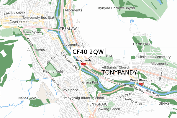 CF40 2QW map - small scale - OS Open Zoomstack (Ordnance Survey)