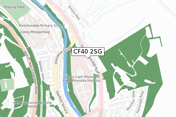 CF40 2SG map - large scale - OS Open Zoomstack (Ordnance Survey)