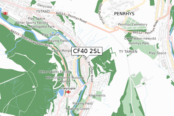 CF40 2SL map - small scale - OS Open Zoomstack (Ordnance Survey)