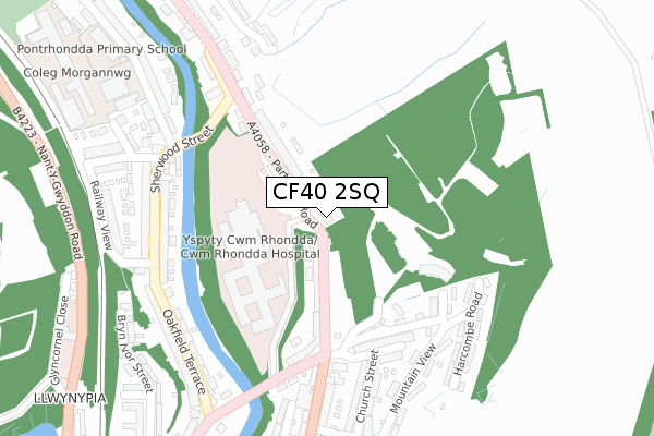 CF40 2SQ map - large scale - OS Open Zoomstack (Ordnance Survey)