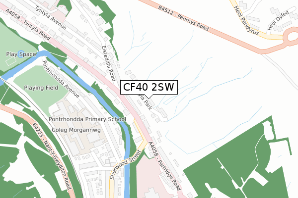 CF40 2SW map - large scale - OS Open Zoomstack (Ordnance Survey)