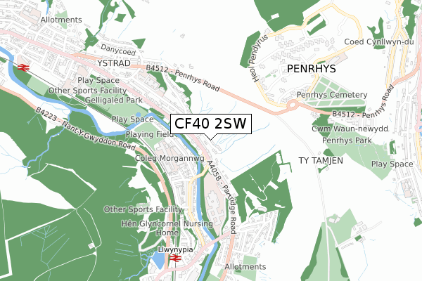 CF40 2SW map - small scale - OS Open Zoomstack (Ordnance Survey)