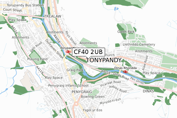 CF40 2UB map - small scale - OS Open Zoomstack (Ordnance Survey)