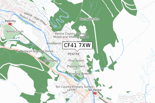 CF41 7XW map - small scale - OS Open Zoomstack (Ordnance Survey)