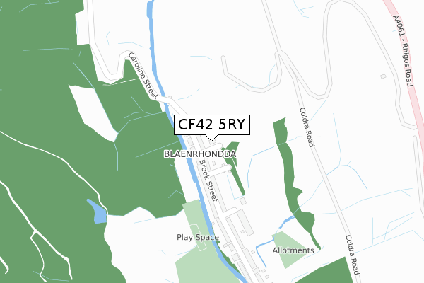 CF42 5RY map - large scale - OS Open Zoomstack (Ordnance Survey)