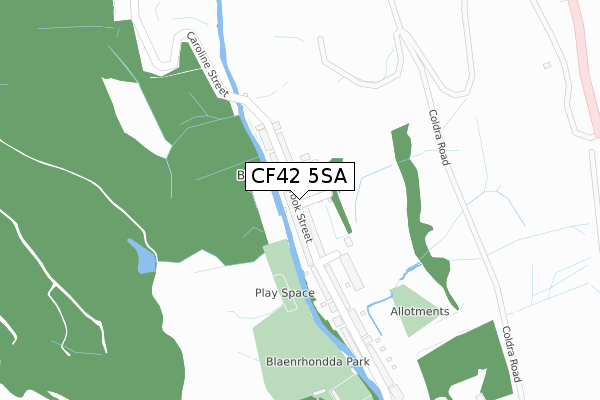 CF42 5SA map - large scale - OS Open Zoomstack (Ordnance Survey)