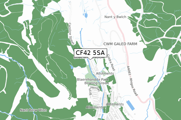 CF42 5SA map - small scale - OS Open Zoomstack (Ordnance Survey)