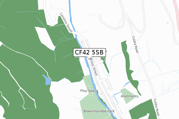 CF42 5SB map - large scale - OS Open Zoomstack (Ordnance Survey)