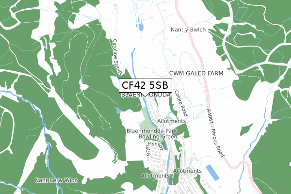 CF42 5SB map - small scale - OS Open Zoomstack (Ordnance Survey)