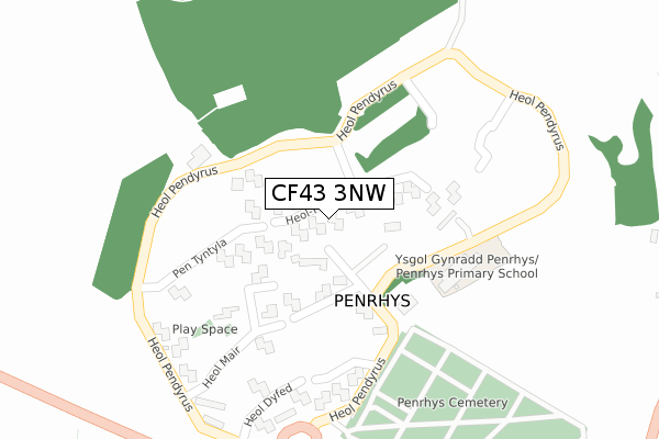 CF43 3NW map - large scale - OS Open Zoomstack (Ordnance Survey)