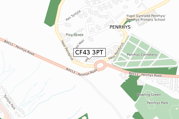 CF43 3PT map - large scale - OS Open Zoomstack (Ordnance Survey)