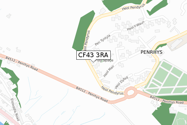 CF43 3RA map - large scale - OS Open Zoomstack (Ordnance Survey)