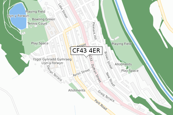 CF43 4ER map - large scale - OS Open Zoomstack (Ordnance Survey)