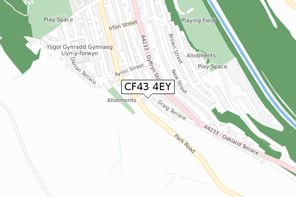 CF43 4EY map - large scale - OS Open Zoomstack (Ordnance Survey)