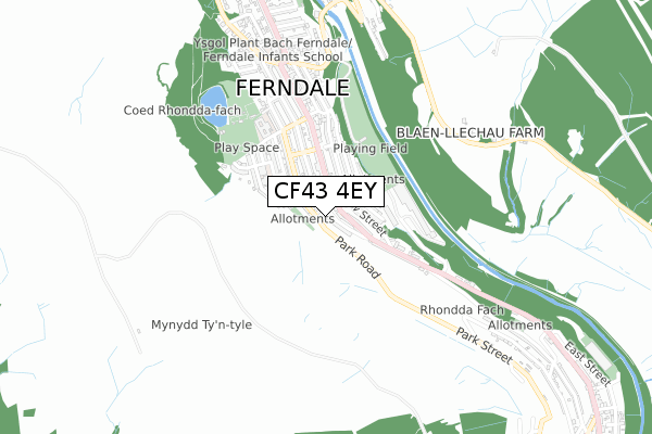 CF43 4EY map - small scale - OS Open Zoomstack (Ordnance Survey)