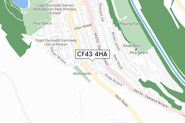 CF43 4HA map - large scale - OS Open Zoomstack (Ordnance Survey)