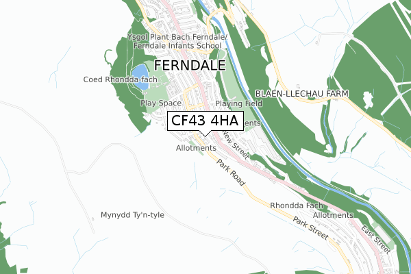 CF43 4HA map - small scale - OS Open Zoomstack (Ordnance Survey)