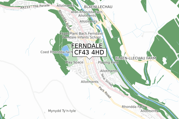 CF43 4HD map - small scale - OS Open Zoomstack (Ordnance Survey)