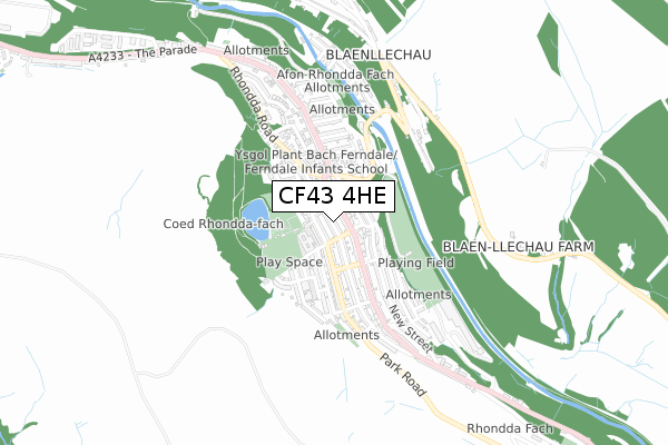 CF43 4HE map - small scale - OS Open Zoomstack (Ordnance Survey)