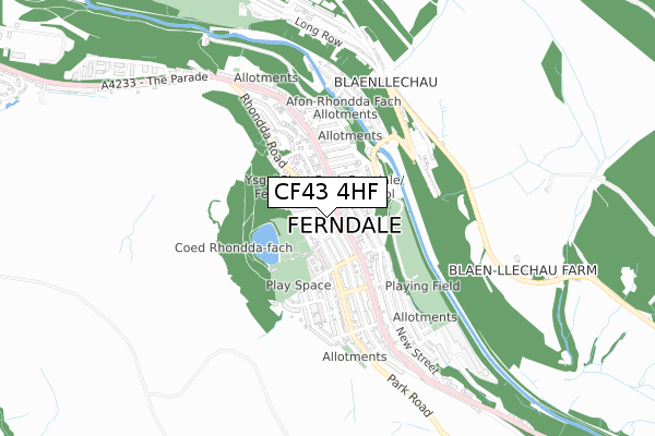 CF43 4HF map - small scale - OS Open Zoomstack (Ordnance Survey)