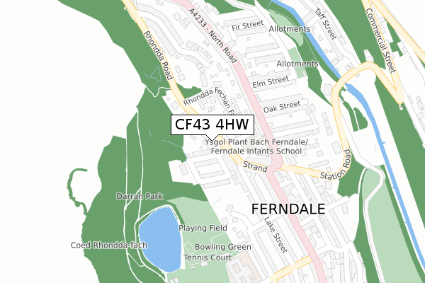 CF43 4HW map - large scale - OS Open Zoomstack (Ordnance Survey)