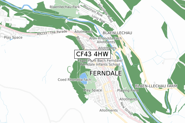 CF43 4HW map - small scale - OS Open Zoomstack (Ordnance Survey)