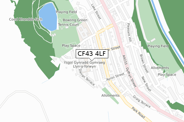 CF43 4LF map - large scale - OS Open Zoomstack (Ordnance Survey)