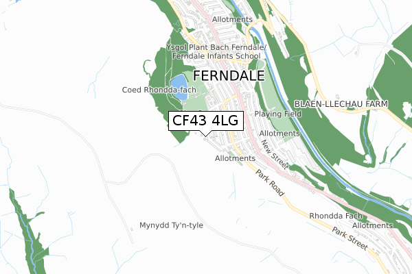 CF43 4LG map - small scale - OS Open Zoomstack (Ordnance Survey)