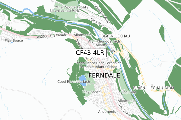 CF43 4LR map - small scale - OS Open Zoomstack (Ordnance Survey)