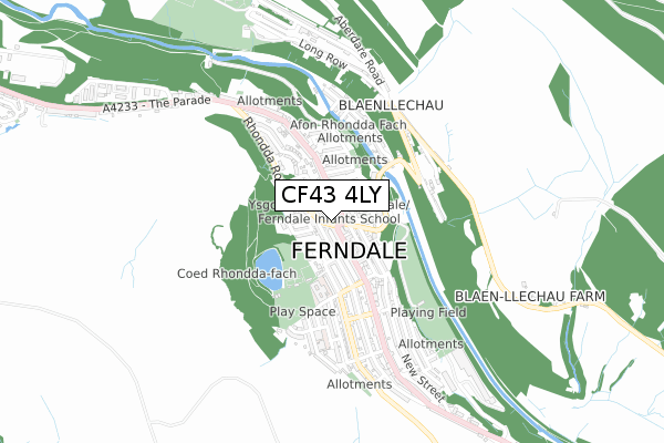 CF43 4LY map - small scale - OS Open Zoomstack (Ordnance Survey)