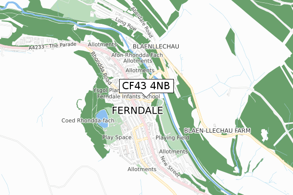 CF43 4NB map - small scale - OS Open Zoomstack (Ordnance Survey)