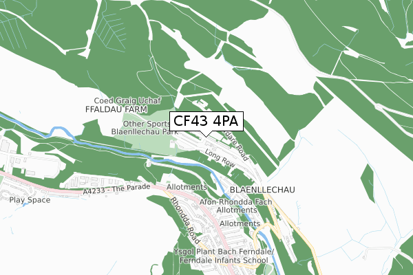 CF43 4PA map - small scale - OS Open Zoomstack (Ordnance Survey)