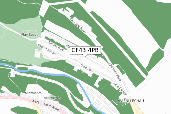 CF43 4PB map - large scale - OS Open Zoomstack (Ordnance Survey)