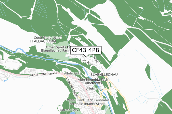 CF43 4PB map - small scale - OS Open Zoomstack (Ordnance Survey)