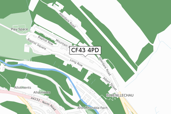 CF43 4PD map - large scale - OS Open Zoomstack (Ordnance Survey)