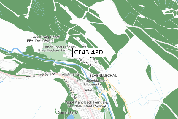 CF43 4PD map - small scale - OS Open Zoomstack (Ordnance Survey)