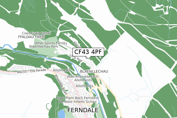 CF43 4PF map - small scale - OS Open Zoomstack (Ordnance Survey)