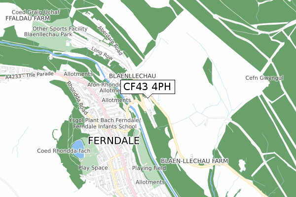 CF43 4PH map - small scale - OS Open Zoomstack (Ordnance Survey)