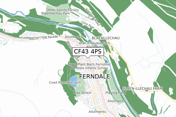 CF43 4PS map - small scale - OS Open Zoomstack (Ordnance Survey)