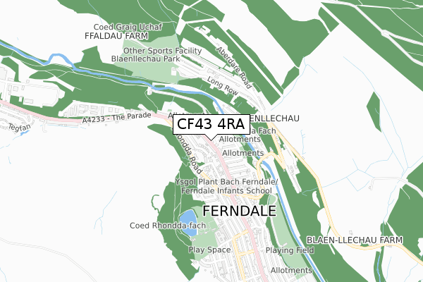 CF43 4RA map - small scale - OS Open Zoomstack (Ordnance Survey)