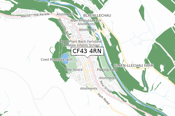 CF43 4RN map - small scale - OS Open Zoomstack (Ordnance Survey)