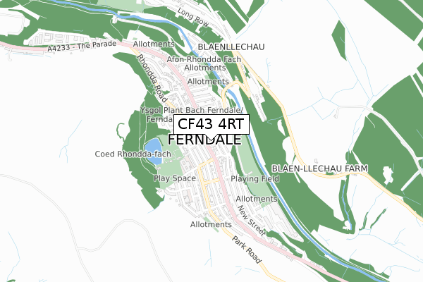 CF43 4RT map - small scale - OS Open Zoomstack (Ordnance Survey)