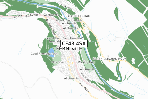 CF43 4SA map - small scale - OS Open Zoomstack (Ordnance Survey)