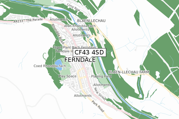 CF43 4SD map - small scale - OS Open Zoomstack (Ordnance Survey)