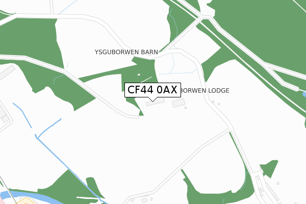 CF44 0AX map - large scale - OS Open Zoomstack (Ordnance Survey)