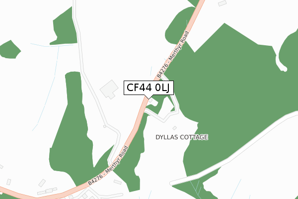 CF44 0LJ map - large scale - OS Open Zoomstack (Ordnance Survey)